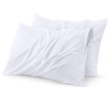 Utopia Bedding Waterproof Pillow Protector Zippered 2 Pack Queen   Bed Bug