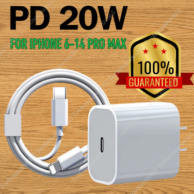 USB C Power Fast Charger 20W Type C Adapter PD Cable For iPhone 11/12/13/14/XR/X