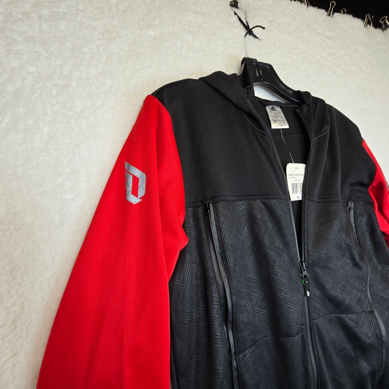 NWT Adidas Dame Hoodie Jacket Full Zip Mens Small Basketball Athleisure Pockets thumbnail 7