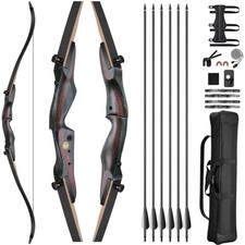 62" Recurve Bow and Arrow Set for Adults and Hunter,30lb-40lb Right Hand Wood...