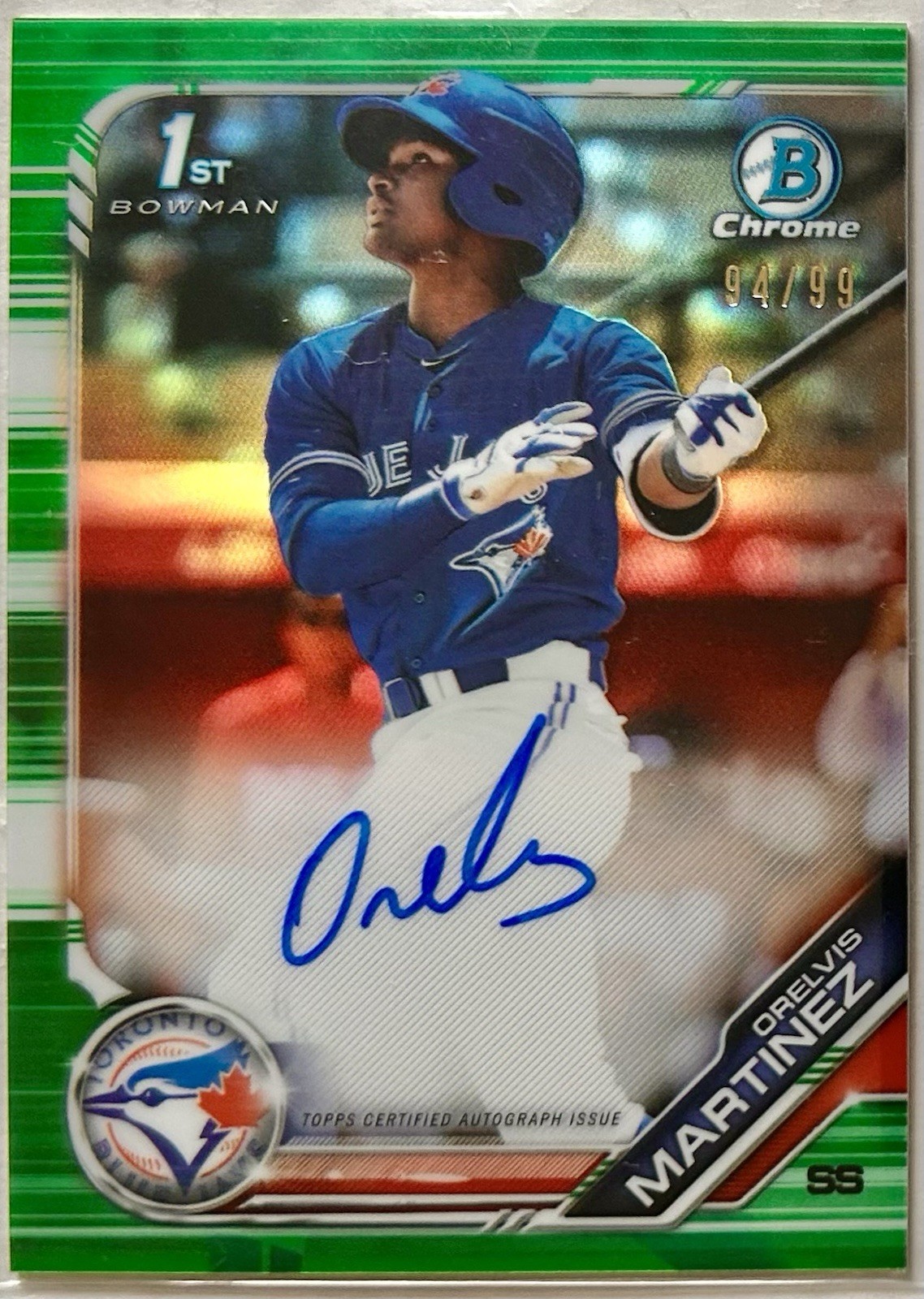 2019 Bowman Chrome ORELVIS MARTINEZ Green Refractor Auto RC /99 1st Bowman