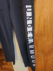 Womens Under Armour size L black straight leg sweatpants logo side stripe pocket — photo 3