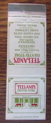 WASILLA, ALASKA MATCHBOOK COVER: TEELAND'S COUNTRY STORE EMPTY MATCHCOVER -M