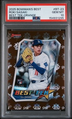 2025 Bowman's Best - Roki Sasaki Rookie Orange Jersey # 11/25 - PSA 10 (POP 1!)