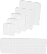 6 Stück Acryl Stempelblock Set, Transparent Acrylblock Stempel mit Gitterlinien,