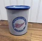 Red Wing Pottery Blue Rim Stoneware Crock  3 5/8 " tall  Minnesota Pencil Holder