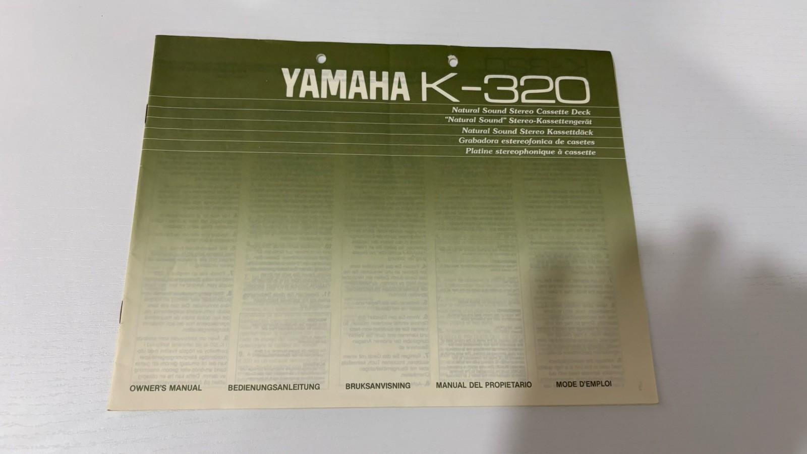 Original Yamaha K-320 Tape Deck Bedienungsanleitung
