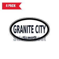 Illinois Granite City Oval Sticker 4 Pack 3x2 Inch