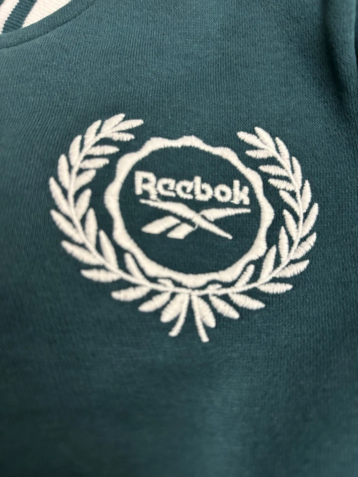 NUEVO Reebok Conjunto de 2 piezas Sudadera Vestido y Pantalones Cortos Chaqueta Verde azulado Talla 8/Mediano Foto 2 de 4