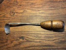 Vintage Ornate 10"L Curved Wooden Handle&Blade Gouge Chisel Carving WW Collect