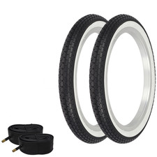 OG Bicycle TIRE 16" x 1.75" Black/White Wall Brick 2 TIRES  TUBES