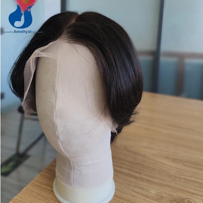 Wolf Cut Wig for Men Layered Human Hair 13x6 Lace Front Wig Short Pixie Cut Bob