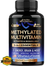 Methylated Multivitamin B Complex Vegan, 9-in-1 MTHFR, 120 Caps