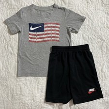 Child Nike Short  T-Shirt Set Outfits, Large 7 Patriotic Flag