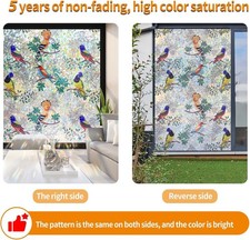 Colorful Bird and Floral Window Privacy Film Stained Glass Window Rainbow