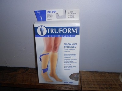 Truform Compression Beige Below Knee Stockings 20-30 mmHg FIRM 8865 2X Large NEW