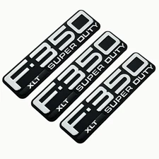 3Pc For 99-04 F350 XLT SUPER DUTY Emblem Side Fender Badge (Chrome Black)