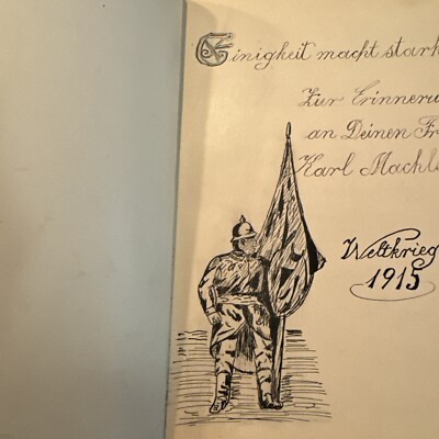 Selten: Poesiealbum eines Jungen m. Zeichnungen, Einträgen 1. Weltkrieg, Leipzig