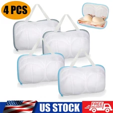 4Pcs Bra Laundry Bag for Washing Delicates Underwear Brassiere Zipper Closure US