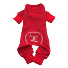 Warm & Cozy Thermal Dog Pajamas Red "Santa's Little Helper"  Doggie Design