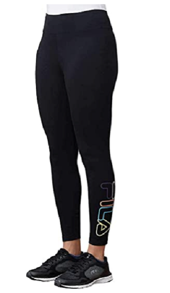 NEW Fila Women's Seal Logo High Waisted Cotton Tight Black Size XL