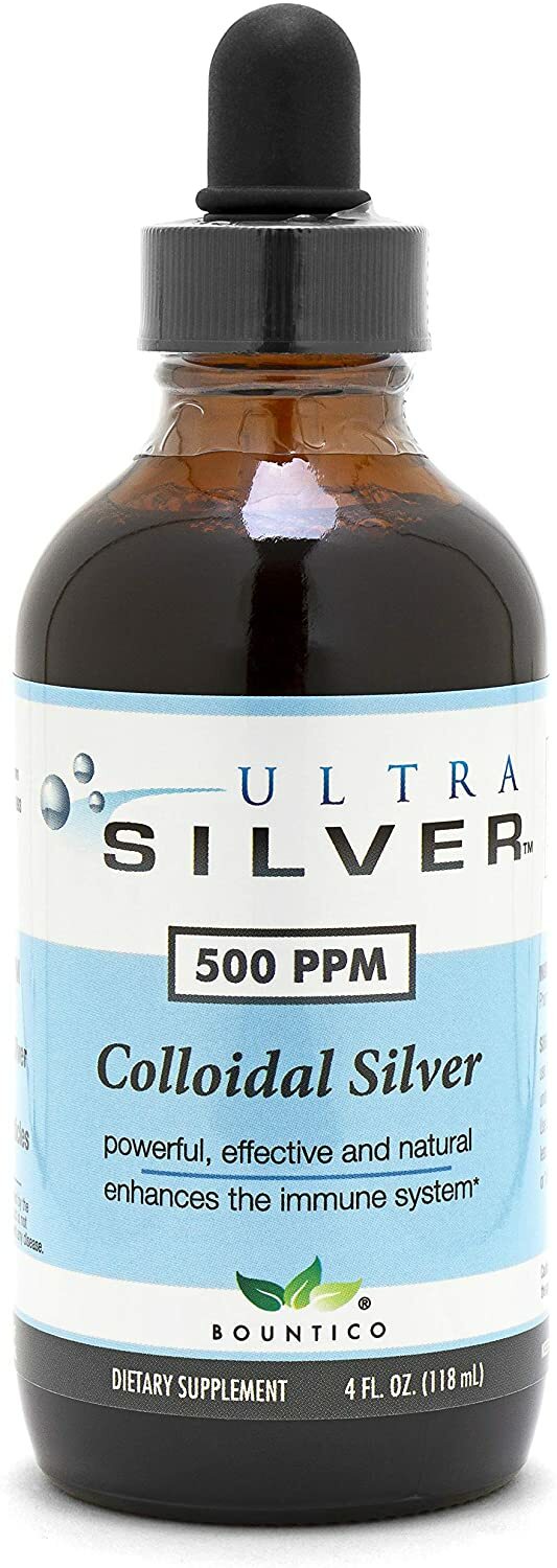 FREE SHIPPING!!! Ultra Silver  500 PPM 4 oz Glass Bottle w/d