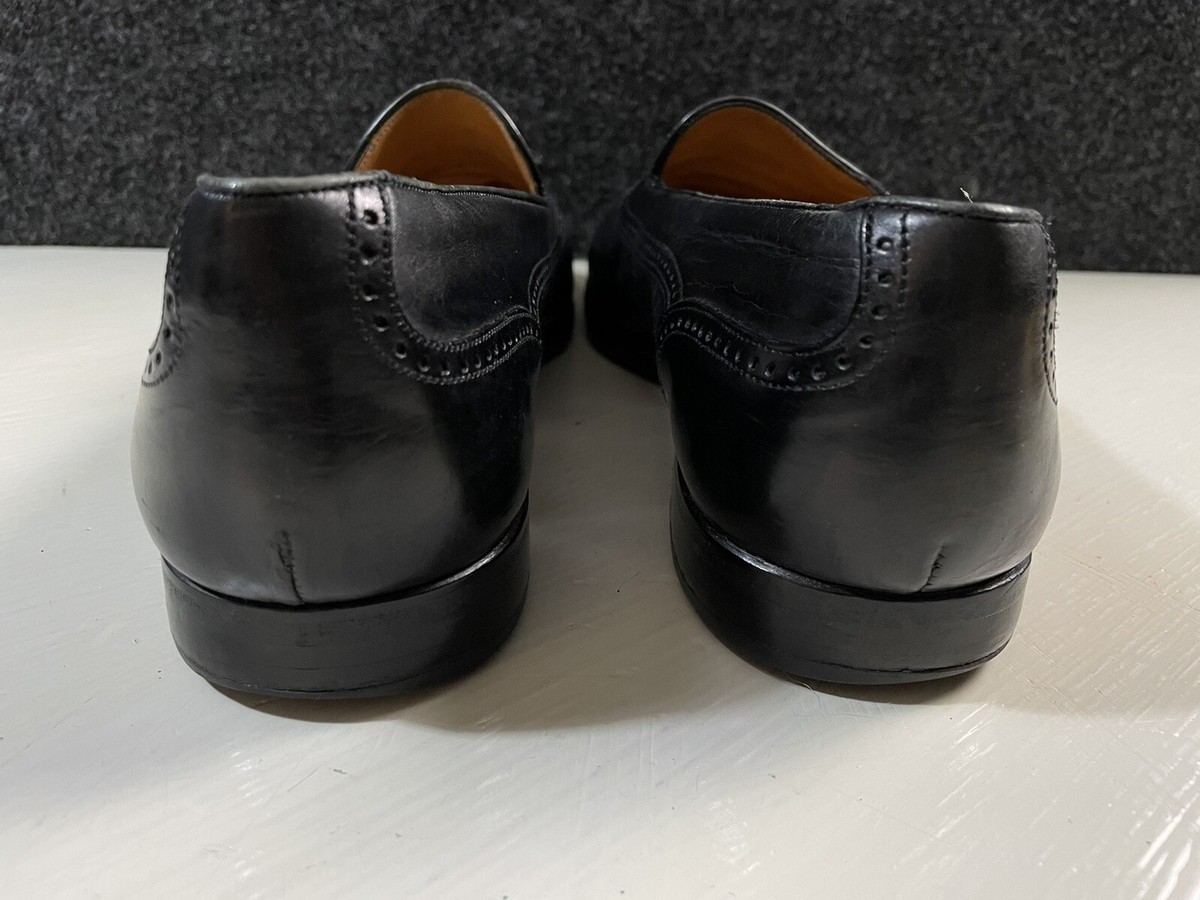 Mezlan Men Size 9.5 M Havana Black Leather Cap-Toe Tassel 
