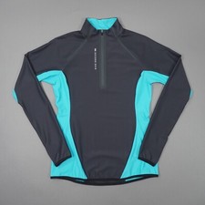 VRST Second Skin Running Half Zip Womens Medium Gray Aqua Long Sleeve Pullover