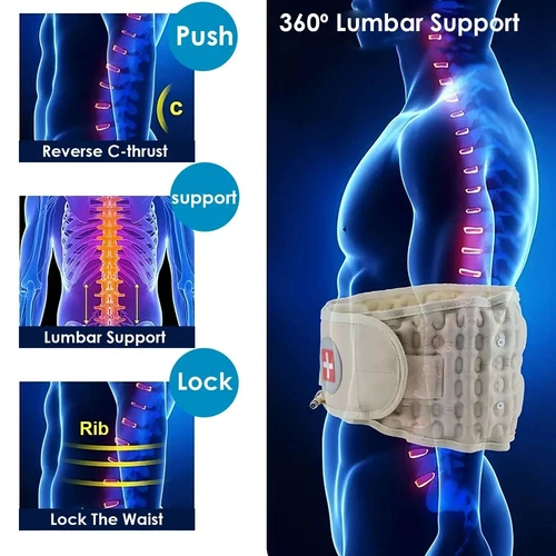Inflatable Air Traction Belt Decompression Spinal Lumbar Support Waist Brace - Picture 4 of 10