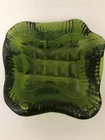 Blenko Art Glass 5.25-lb Green Ameoba Free Form Waffle Textured Dish-10"