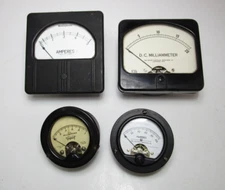 Lot 4 Vtg Amperes DC Milliamperes Meters Amp Gauges Westinghouse Triplett Hickok