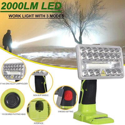 #ad 2000LM Jobsite Light Spolight for Ryobi 18V Battery 18W Cordless LED Work Light $33.57