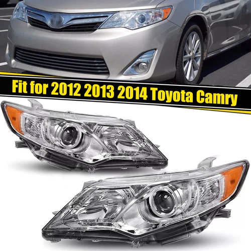 Projector Chrome Headlight Assembly Left+Right For 2012 2013 2014 Toyota Camry