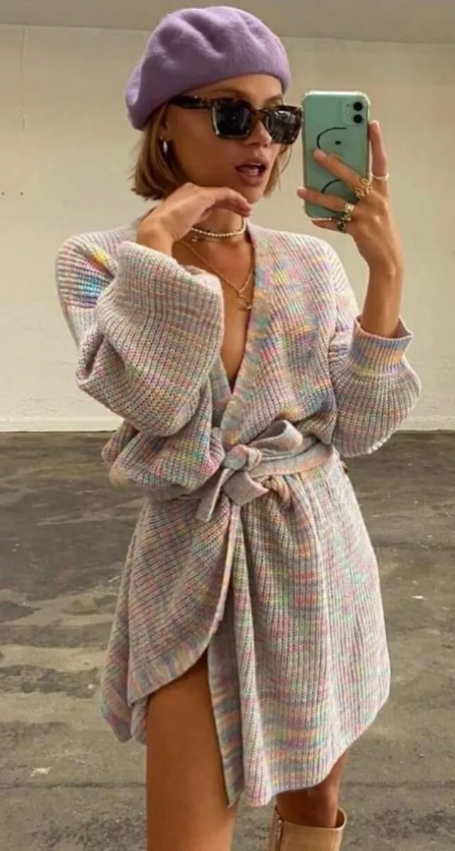 Never Fully Dressed Rainbow ombre Balloon Sleeve Oversized dress Cardigan 8 Bnwt