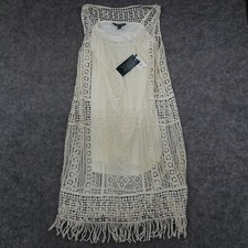 Ralph Lauren Fringed Lace Dress Womens Petite Extra Small Ivory Cotton Lined A