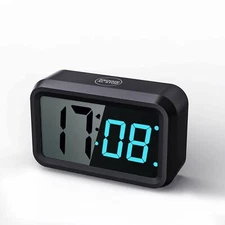 Battery Operated Clock With Hybrid 1.2'' Led / 1.8'' Lcd Display Cordless Small 