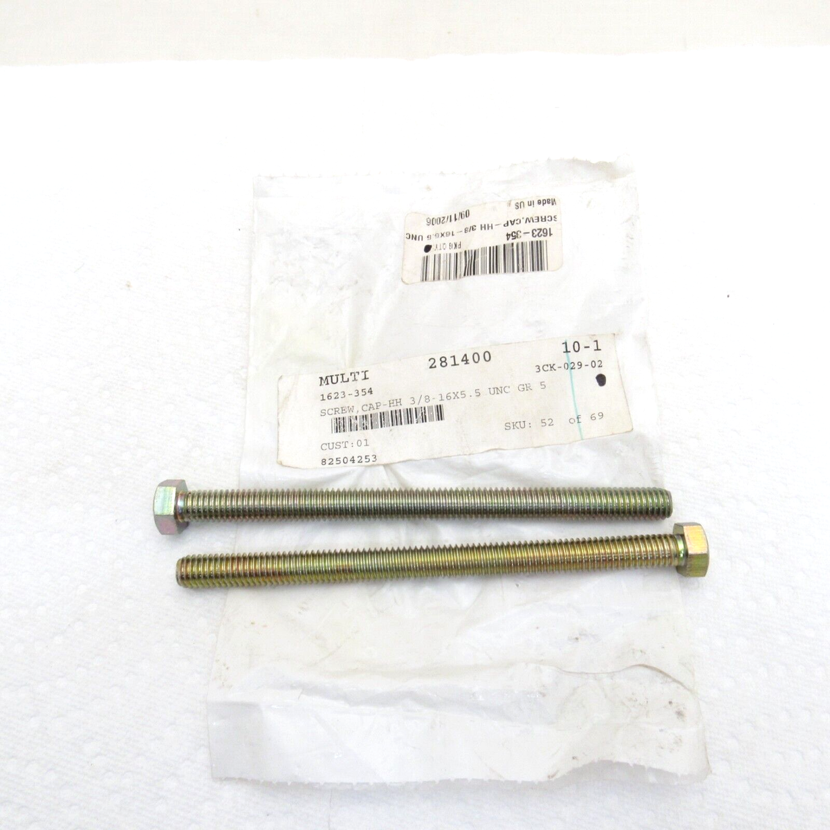 Arctic Cat Snowmobile OEM 3/8-16x5.5 HH Cap Screws Bolts 1623-354