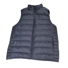 Lands End Puffer Vest Mens Sz Large Gray Goose Down Winter Cold Quilted Snow