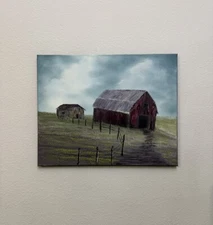 Cottagecore Farmhouse original landscape oil painting “Country Life” 16x20