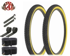 ALTA BICYCLE WIRE BEAD TIRES 26 x 2.125 BLACK/GUM HEAVY DUTY DIAMOND 8pc SET.