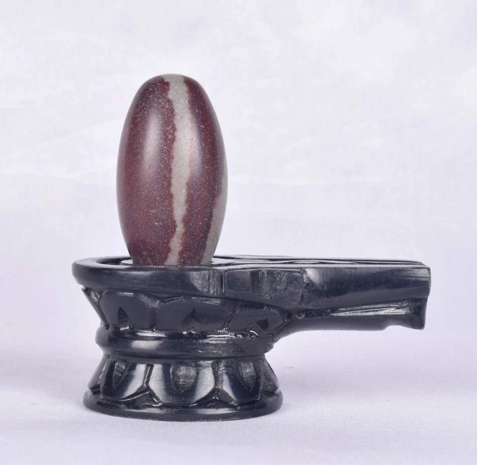 Piedra de candado de mármol base Yoni con lingam hecha a mano decoración de templo para el hogar Foto 2 de 4