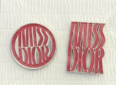 Miss Dior Brooch Pin ⭐Set of Two ⭐ Red/Silver Logo Limited VIP
