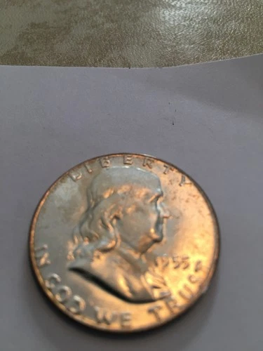 1955 Franklin half dollar au
