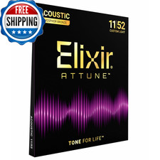 Elixir Strings Attune Acoustic Guitar Strings Phosphor Bronze Longest-Lasting