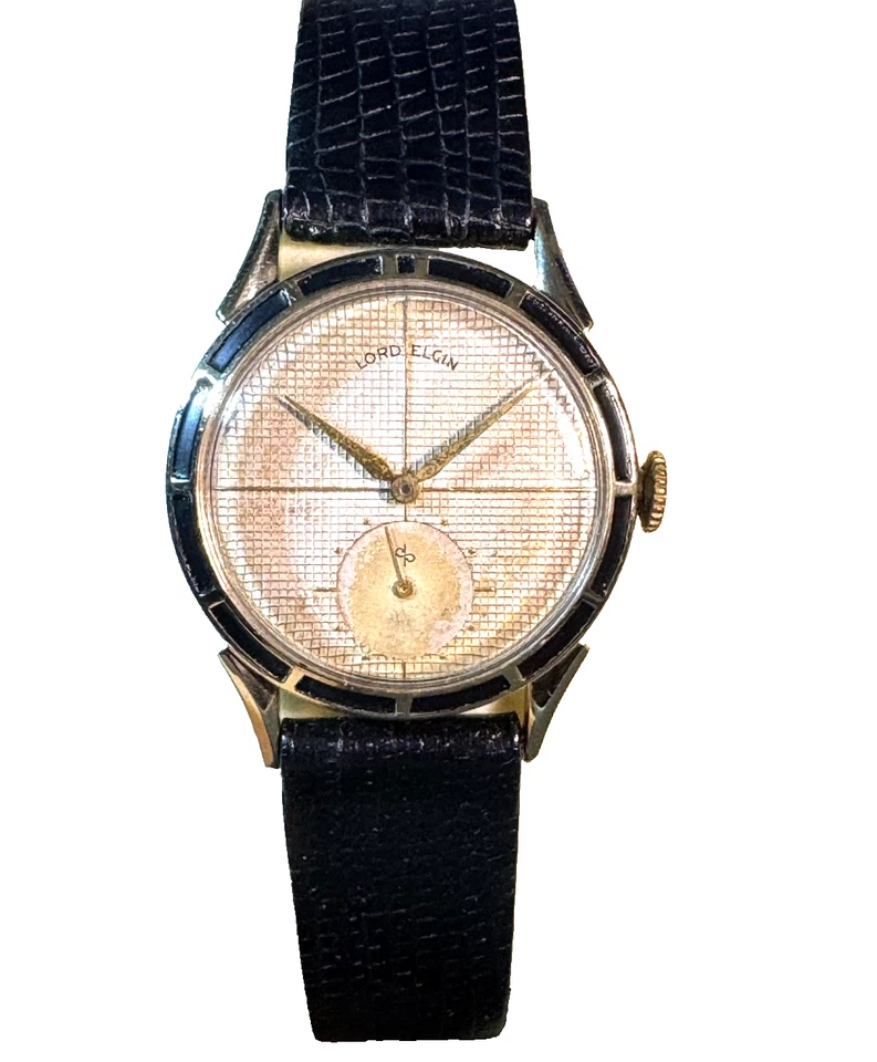 VTG Lord Elgin 14K Gold Filled Clubman Cal 680 21Jewels Waffle Dial Works - Image 2 of 4