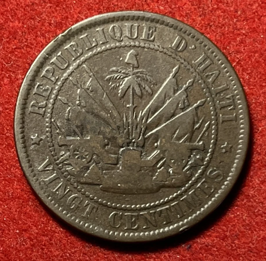 Haiti 20 Centimes 1863 Bronze Coin KM#41 1M Mintage T8687 - Image 2 of 2