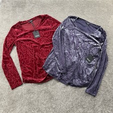 Pair Of Simply Vera Vera Wang Womens Burnout Top Long Sleeve Blouse M NWT Grunge