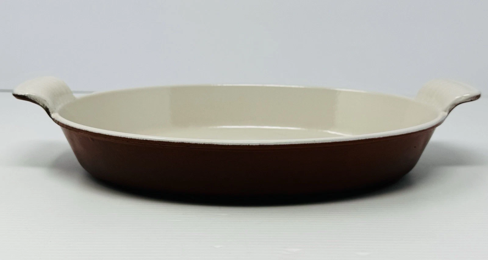 Vtg Andre Cousances Le Creuset Cast Iron Oval Roasting Dish Rust Brown