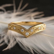 14K Yellow Gold Finish Round Diamond Curve Eternity Engagement Wedding Band Ring