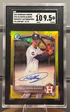 2025 Bowman Chrome Kevin Alvarez 1st Yellow Auto /75 SGC 9.5/10